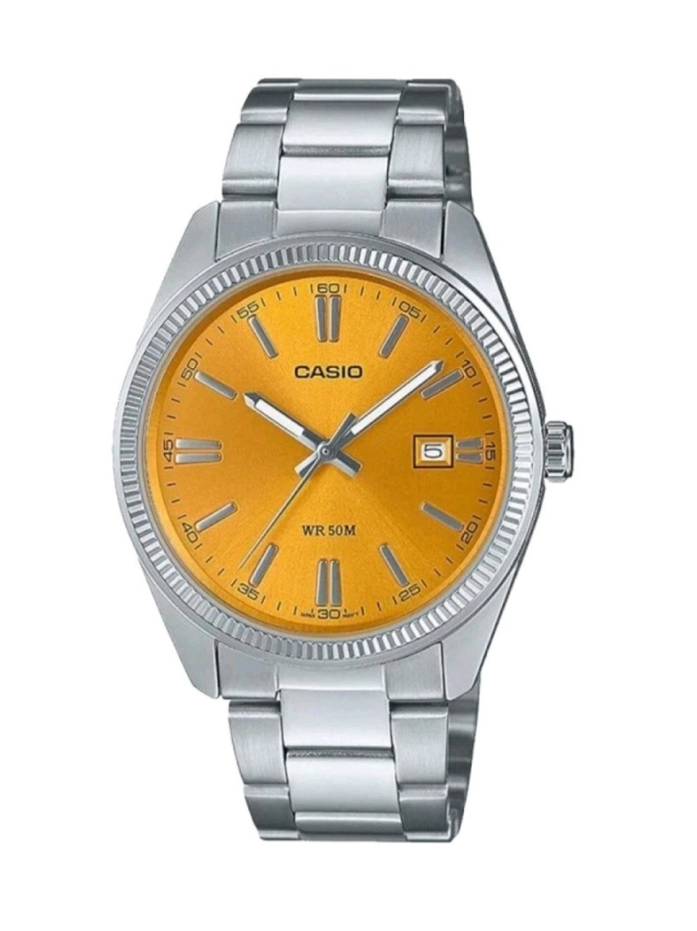Casio Men's Stainless Steel Watch with Yellow Dial